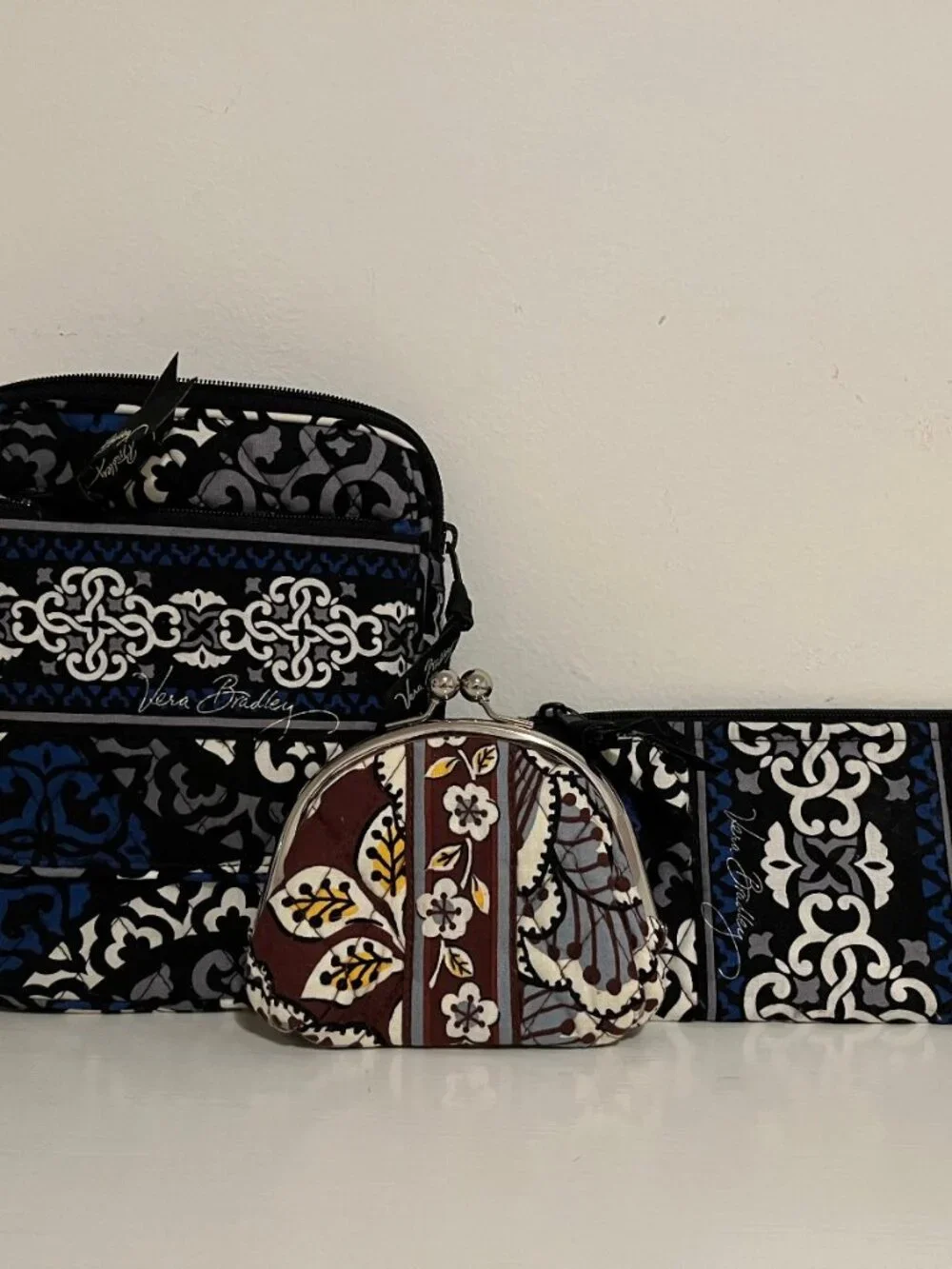 RETIRED Vera Bradley Bags - Canterberry Cobalt and State Blooms Lot of 3